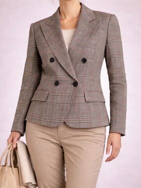 Rafaella Womens 12 Wool Plaid Blazer Red Black Dark Academia Tailored Heritage